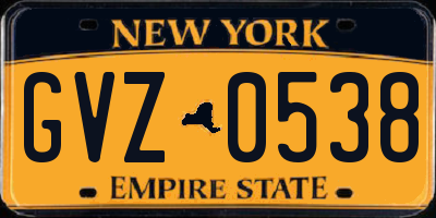 NY license plate GVZ0538