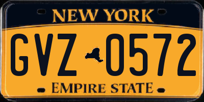 NY license plate GVZ0572
