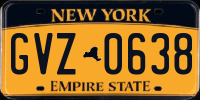 NY license plate GVZ0638