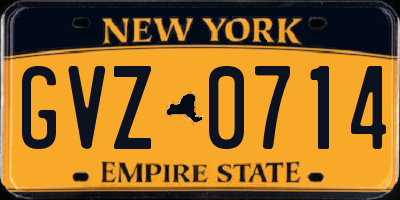 NY license plate GVZ0714