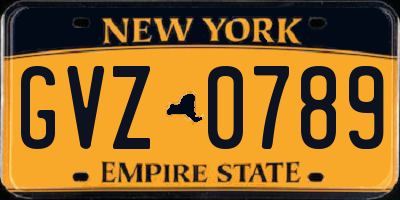 NY license plate GVZ0789