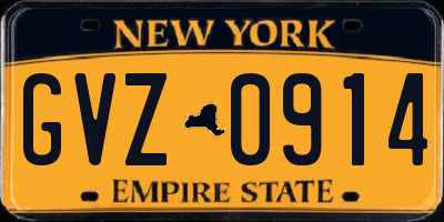 NY license plate GVZ0914