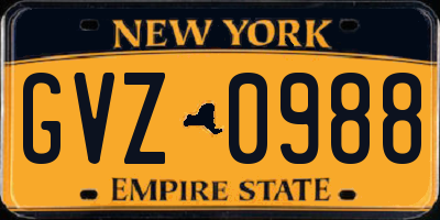 NY license plate GVZ0988