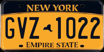 NY license plate GVZ1022