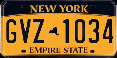 NY license plate GVZ1034
