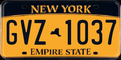 NY license plate GVZ1037