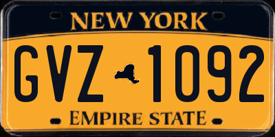 NY license plate GVZ1092