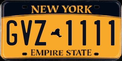 NY license plate GVZ1111