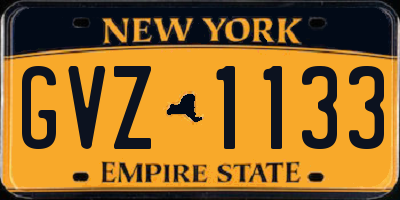 NY license plate GVZ1133