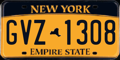 NY license plate GVZ1308