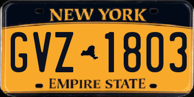 NY license plate GVZ1803