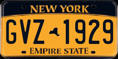 NY license plate GVZ1929