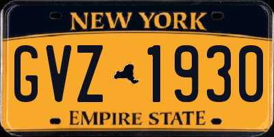 NY license plate GVZ1930