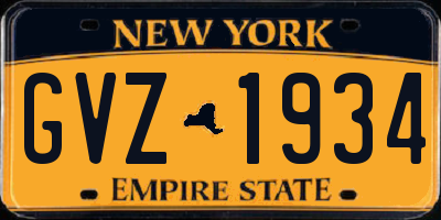 NY license plate GVZ1934