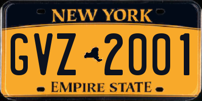 NY license plate GVZ2001