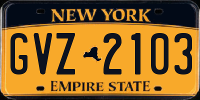 NY license plate GVZ2103
