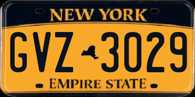 NY license plate GVZ3029