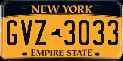 NY license plate GVZ3033
