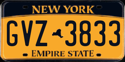 NY license plate GVZ3833