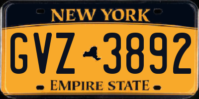 NY license plate GVZ3892