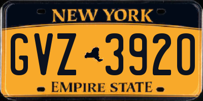 NY license plate GVZ3920