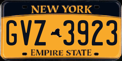 NY license plate GVZ3923
