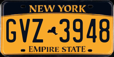 NY license plate GVZ3948