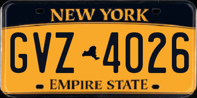 NY license plate GVZ4026