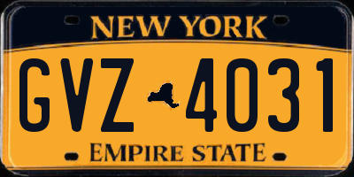 NY license plate GVZ4031