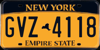 NY license plate GVZ4118