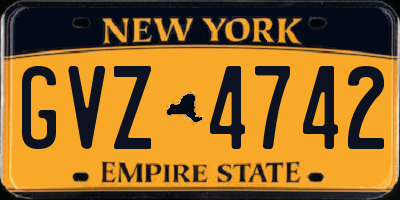 NY license plate GVZ4742