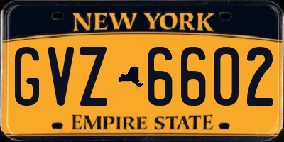 NY license plate GVZ6602