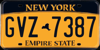 NY license plate GVZ7387