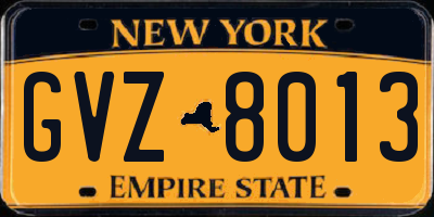 NY license plate GVZ8013