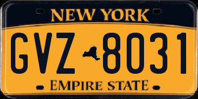 NY license plate GVZ8031