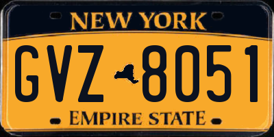 NY license plate GVZ8051