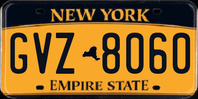 NY license plate GVZ8060