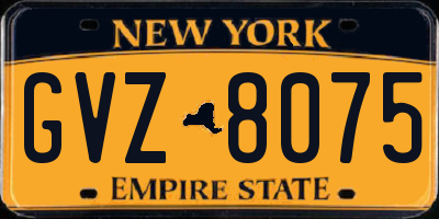 NY license plate GVZ8075