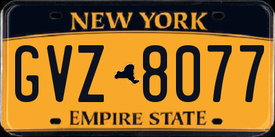 NY license plate GVZ8077