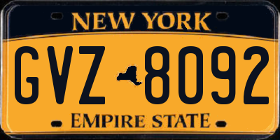 NY license plate GVZ8092