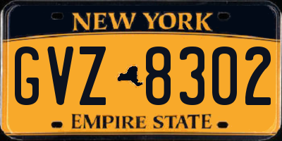 NY license plate GVZ8302