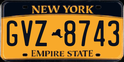 NY license plate GVZ8743