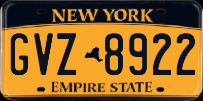 NY license plate GVZ8922