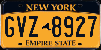 NY license plate GVZ8927