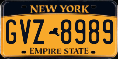NY license plate GVZ8989