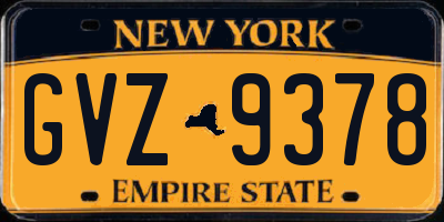 NY license plate GVZ9378