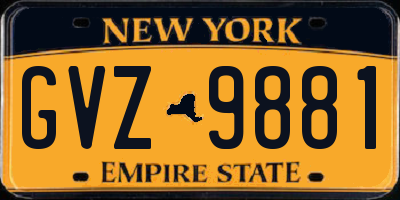 NY license plate GVZ9881