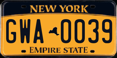 NY license plate GWA0039
