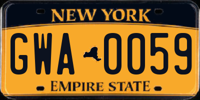NY license plate GWA0059