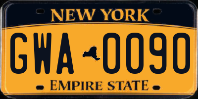 NY license plate GWA0090